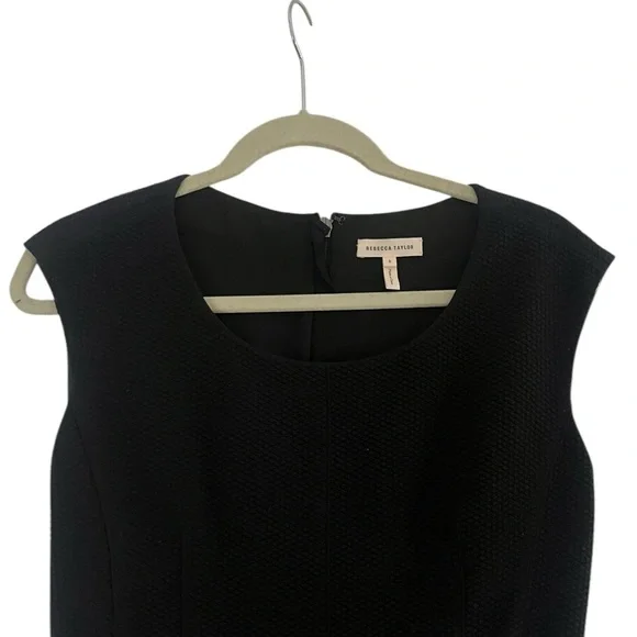 REBECCA TAYLOR Stacy Fit-&-Flare Flounce Black Dress. size 6 women’s work or fun - Picture 6 of 11